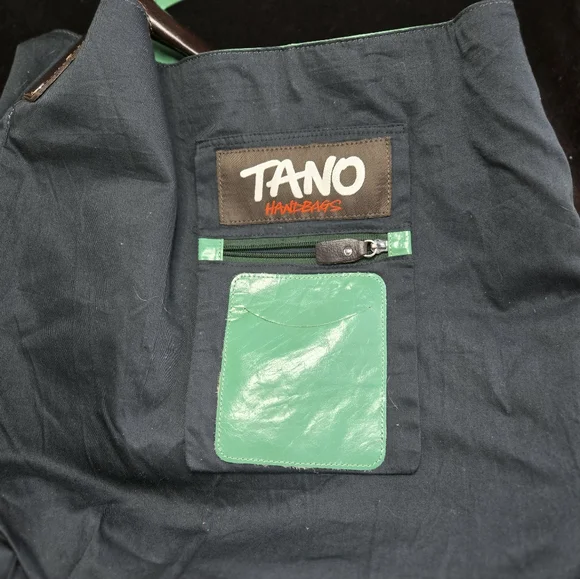 ​Tano Mint Green Leather Hobo Bag Tassel Whipstitch Handle Boho Slouchy - Picture 11 of 16